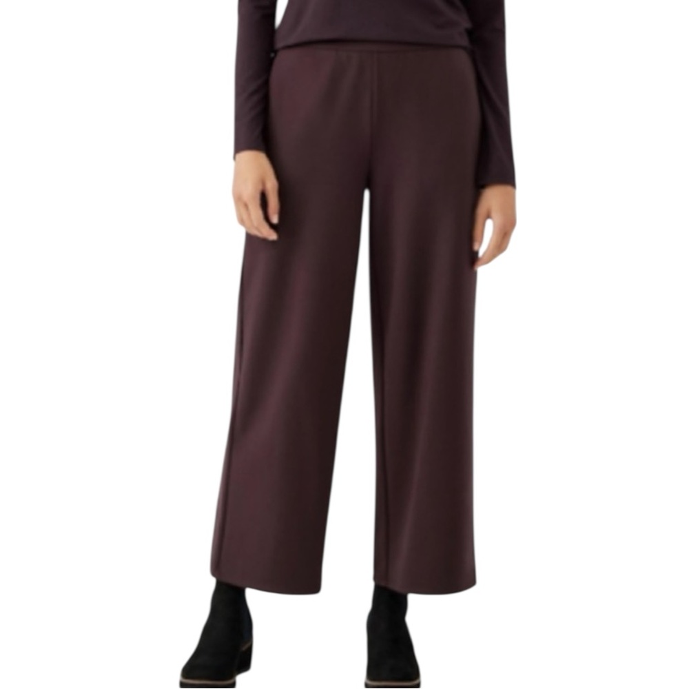 EILEEN FISHER Chocolate Brown Wide-Leg Cropped Pants in Size 10 — Cute w/ Boots!